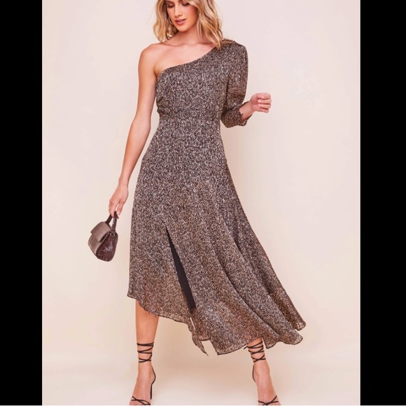 ASTR THE LABEL Wo Sable Leopard One-Shoulder Dress -Brown Leopard - Picture 1 of 13